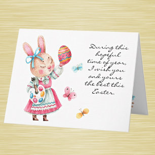 Watercolor Whimsical Easter Blessings Note Card