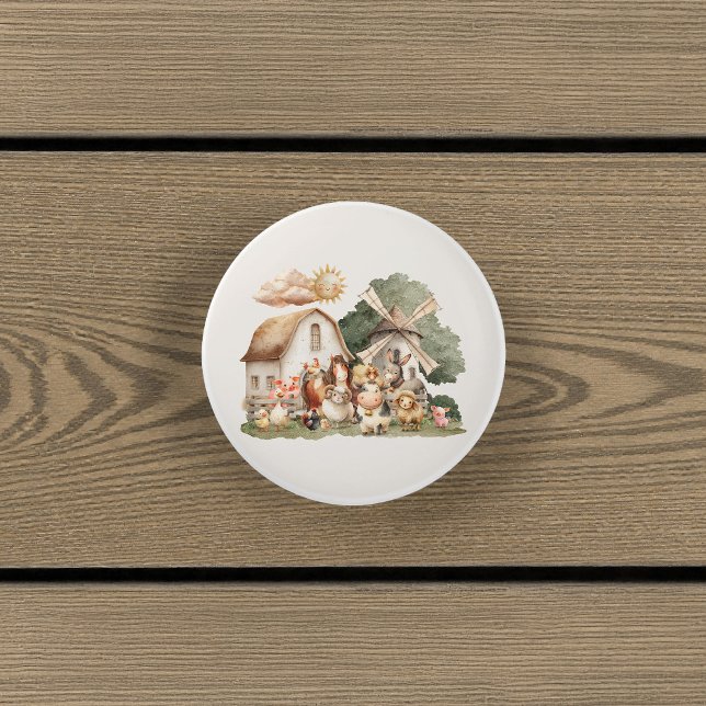 Watercolor Whimsical Farm Animals Ceramic Knob (Creator Uploaded)