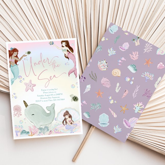 Watercolor Whimsical Mermaids Girls Birthday  Invitation (Creator Uploaded)