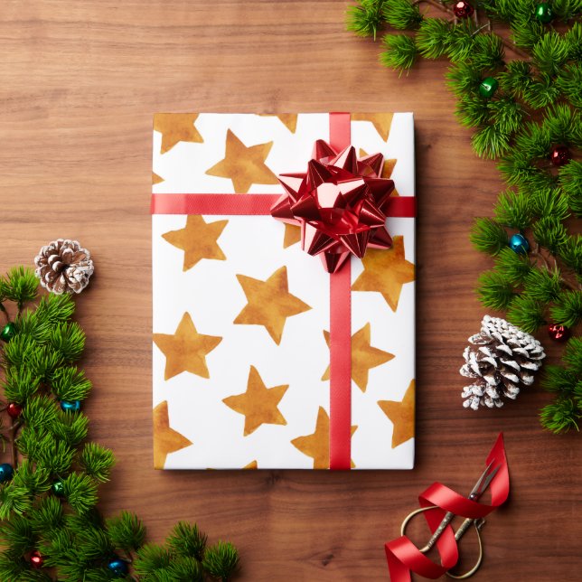 Watercolor Whimsical Stars Pattern  Wrapping Paper (Holiday Gift)