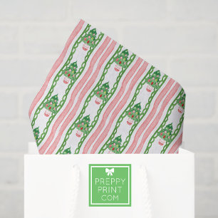 Watercolor Whimsical Striped Christmas Trees Tissue Paper