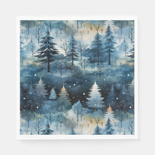 Watercolor Whimsical Winter Wonderland Christmas Napkin