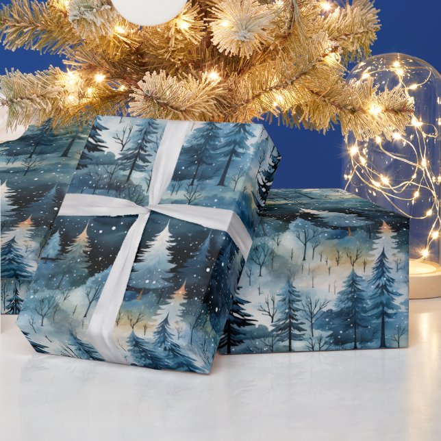 Watercolor Whimsical Winter Wonderland Christmas Wrapping Paper (Holidays)