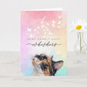 Watercolor Whiskers Calico Cat Loss Sympathy Card