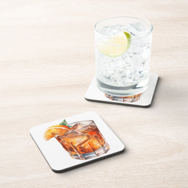WATERCOLOR WHISKEY ON THE ROCKS COASTER (Right Side)