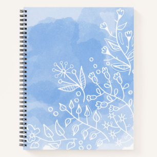 Watercolor white and blue notebook