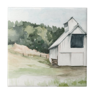 Watercolor White Barn Tile