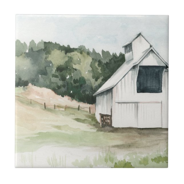 Watercolor White Barn Tile (Front)