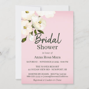 *~* Watercolor White Beach Roses Bridal Shower Invitation