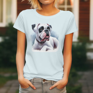 Watercolor White Boxer Dog T-Shirt
