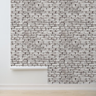 Watercolor White Bricks Patterns Grey Grey Elegant Wallpaper