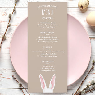 Watercolor White Bunny Ears On Beige Easter Brunch Menu