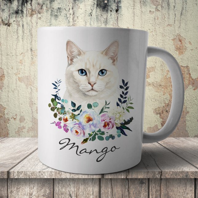 Watercolor White Cat Coffee Mug (Creator Uploaded)
