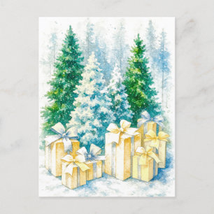 Watercolor White Christmas Postcard