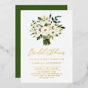 Watercolor White Floral Bouquet Bridal Shower