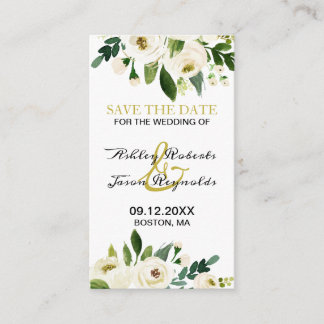 Watercolor White Flower Save the Date Enclosure Card