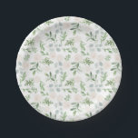 Watercolor White Flowers and Greenery Leaves Paper Plate<br><div class="desc">Enhance your tablescape with these customisable botanical paper plates. Featuring a soft watercolor design of white flowers, eucalyptus leaves and lush greenery, these greenery paper plates bring a fresh, botanical accent to your fall celebration. Perfect for spring and winter weddings, bridal showers, baby showers, birthdays, and other seasonal gatherings. A...</div>