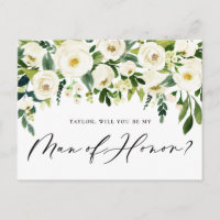 Watercolor White Flowers My Man of Honour Proposal