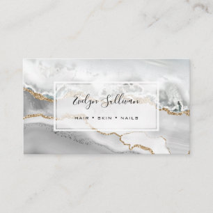 watercolor white geode business card