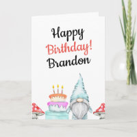 Watercolor White Gnome Mushroom Birthday