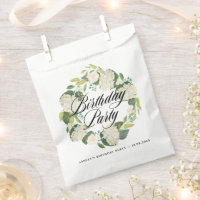 Watercolor White Hydrangea Wreath Birthday Party