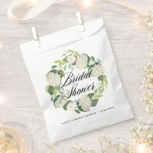 Watercolor White Hydrangea Wreath Bridal Shower Favour Bags