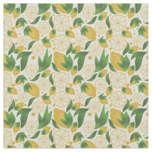 Watercolor White Lemon Fruit Pattern Fabric