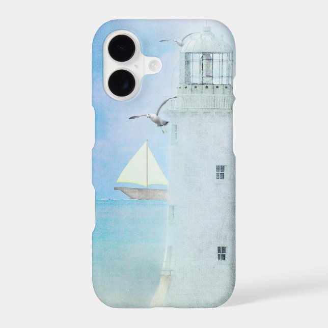 Watercolor White Lighthouse With Sailboat (Back)