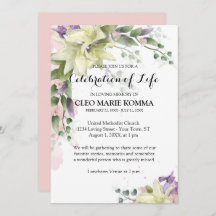 Watercolor White Lilies Sympathy Invitation