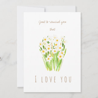 watercolor white narcissus flowers greeting card