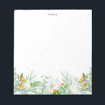 Watercolor White Orchids and Kumquats Personalized Notepad<br><div class="desc">Whimsical tropical notepads featuring a watercolor garland consisting of white orchids,  kumquats and greenery. These floral notepads will be a great accent to any office. Personalize by adding name,  website,  address and other details. Perfect as a personalized gift.</div>