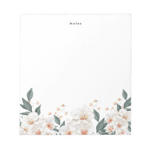 Watercolor White Orchids and Petal Personalised Notepad