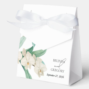 Watercolor White Orchids Floral Wedding Favour Box