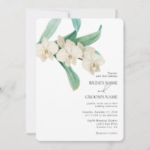 Watercolor White Orchids Floral Wedding