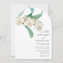Watercolor White Orchids Floral Wedding