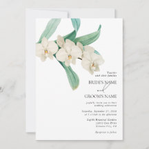 Watercolor White Orchids Floral Wedding