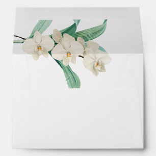 Watercolor White Orchids Floral Wedding Invite Envelope