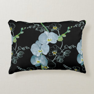 Watercolor White Orchids Pattern Decorative Cushion