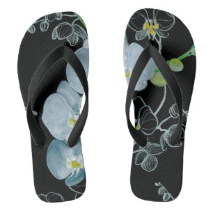 Watercolor White Orchids Pattern Jandals
