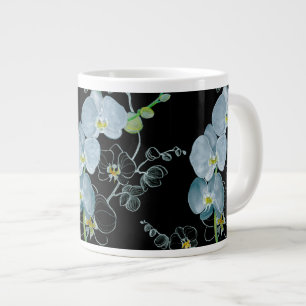 Watercolor White Orchids Pattern Large Coffee Mug