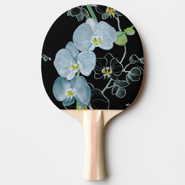 Watercolor White Orchids Pattern Ping Pong Paddle (Front)