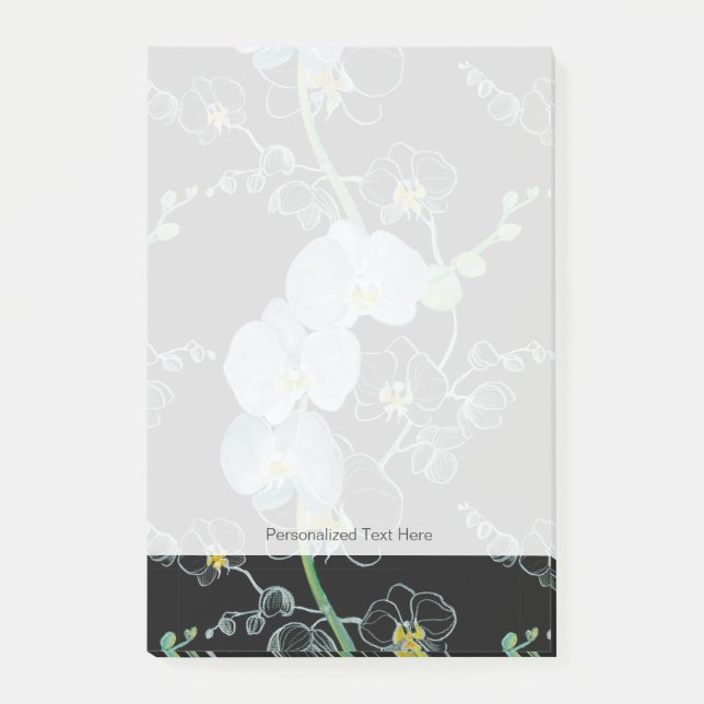Watercolor White Orchids Pattern Post-it Notes (Front)