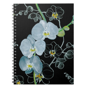 Watercolor White Orchids Pattern Spiral Notebook