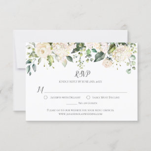 Watercolor White Peonies and Roses Greenery RSVP