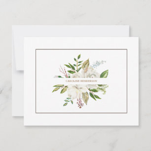 Watercolor White Pink Floral Elegant Card