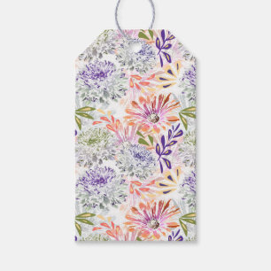 Watercolor white, pink flowers  gift tags