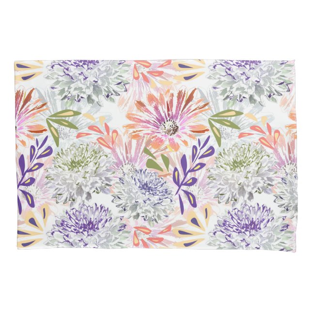 Watercolor white, pink flowers  pillowcase (Front)