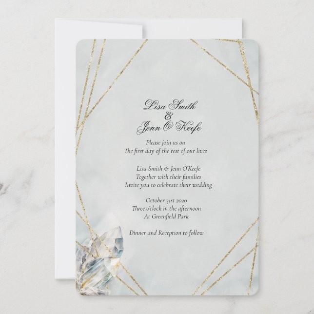 Watercolor White Quartz Modern Wedding Invitation (Front)