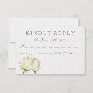 watercolor white rose RSVP wedding cards