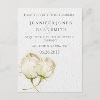 watercolor white rose wedding invitation. invitation
